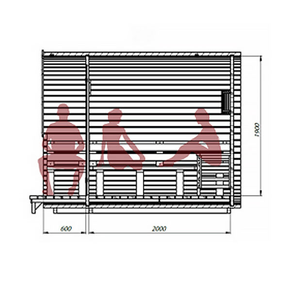 Model Compact PLUS Fassauna Kiefernholz inkl. E-Ofen – Bild 4